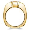 Golden Brown Sapphire Asscher Cut 3-Stone Engagement Ring - 18K Gold Plated Sterling Silver