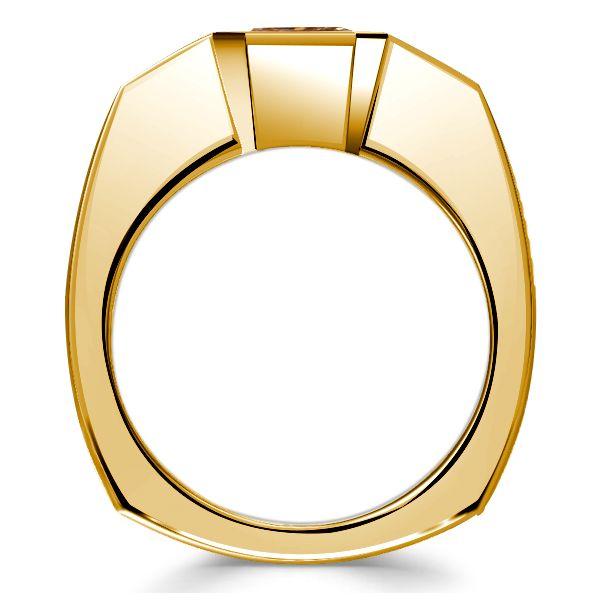 Golden Brown Sapphire Asscher Cut 3-Stone Engagement Ring - 18K Gold Plated Sterling Silver