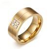 Yellow Gold Titanium Steel Wedding Band - Anniversary Ring for Men