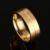 Yellow Gold Titanium Steel Wedding Band - Anniversary Ring for Men