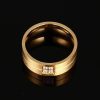 Yellow Gold Titanium Steel Wedding Band - Anniversary Ring for Men