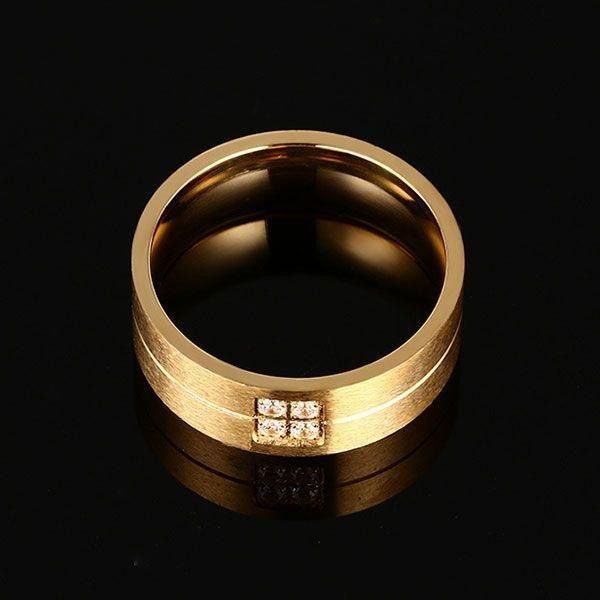 Yellow Gold Titanium Steel Wedding Band - Anniversary Ring for Men