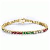 Emerald Ruby Sapphire Tennis Bracelet in 18K Gold Plated Sterling Silver