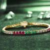 Emerald Ruby Sapphire Tennis Bracelet in 18K Gold Plated Sterling Silver