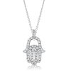 Sterling Silver White Sapphire Evil Eye Hamsa Necklace for Women