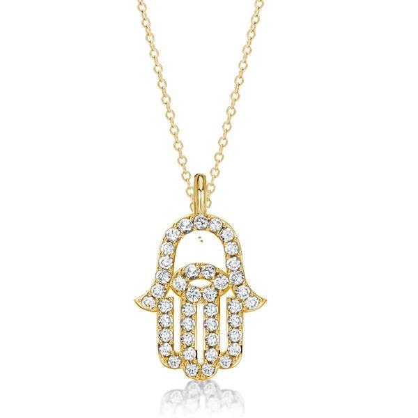 Sterling Silver White Sapphire Evil Eye Hamsa Necklace for Women