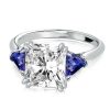 Princess Cut Three Stone Engagement Ring in Rhodium Plated Sterling Silver
