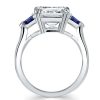 Princess Cut Three Stone Engagement Ring in Rhodium Plated Sterling Silver