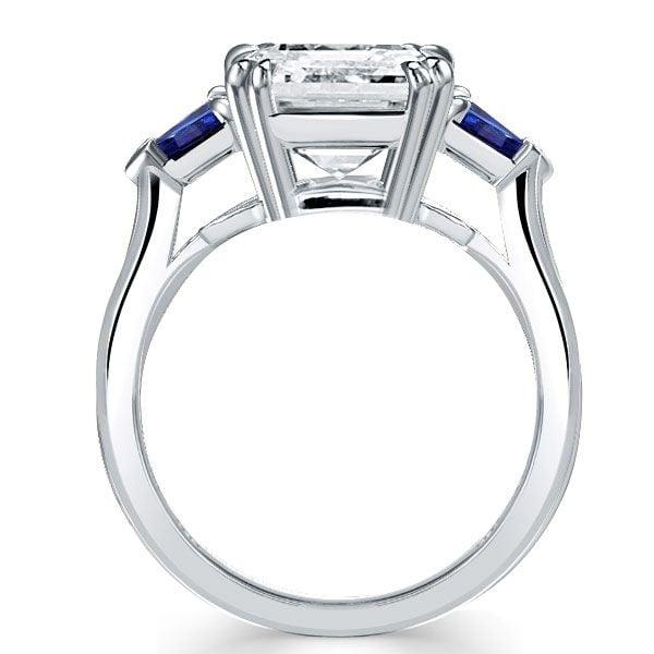 Princess Cut Three Stone Engagement Ring in Rhodium Plated Sterling Silver