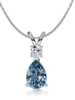Teardrop Blue Topaz Necklace - Sterling Silver Pendant - Choice of Chain Length