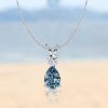 Teardrop Blue Topaz Necklace - Sterling Silver Pendant - Choice of Chain Length
