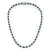 Emerald and White Sapphire Tennis Necklace for Women in 925 Sterling Silver