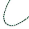 Emerald and White Sapphire Tennis Necklace for Women in 925 Sterling Silver