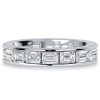 4.5mm Channel Set Emerald Cut Eternity Wedding Band in Sterling Silver