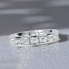 4.5mm Channel Set Emerald Cut Eternity Wedding Band in Sterling Silver