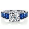 Cushion Cut Blue Sapphire Ring for Women - 925 Sterling Silver Fashion Ring