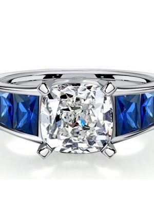 Cushion Cut Blue Sapphire Ring for Women - 925 Sterling Silver Fashion Ring