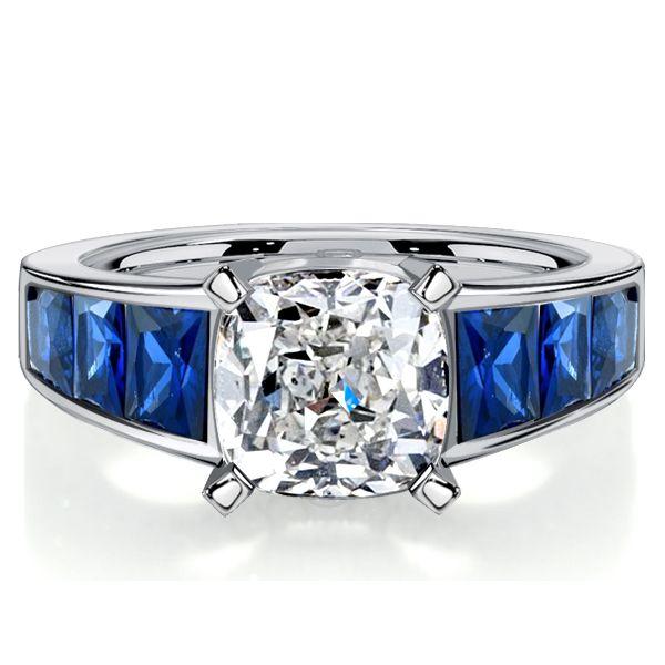 Cushion Cut Blue Sapphire Ring for Women - 925 Sterling Silver Fashion Ring
