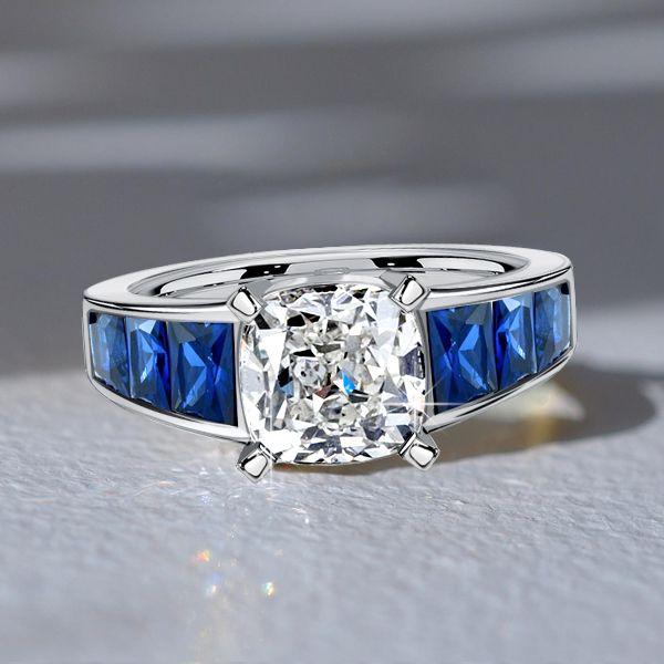 Cushion Cut Blue Sapphire Ring for Women - 925 Sterling Silver Fashion Ring