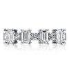 Emerald & Round Cubic Zirconia Eternity Band in Sterling Silver