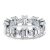 Emerald & Round Cubic Zirconia Eternity Band in Sterling Silver