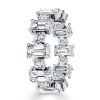 Emerald & Round Cubic Zirconia Eternity Band in Sterling Silver