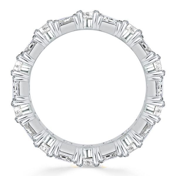 Emerald & Round Cubic Zirconia Eternity Band in Sterling Silver