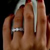 Emerald & Round Cubic Zirconia Eternity Band in Sterling Silver
