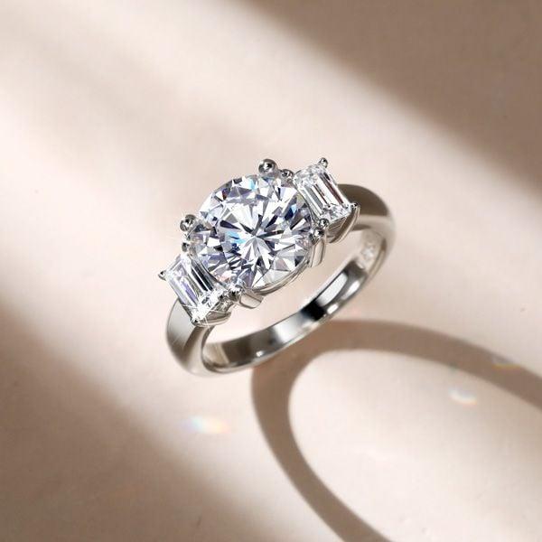 Disney Inspired Engagement Ring, 925 Sterling Silver, 3.33 CT. TW. Stones