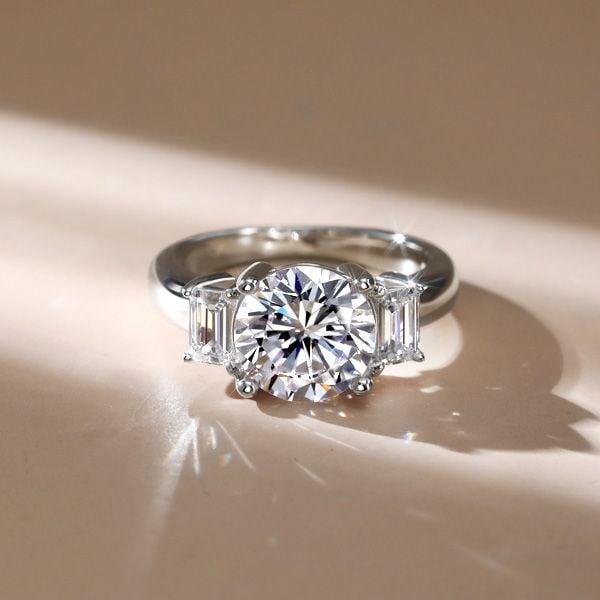 Disney Inspired Engagement Ring, 925 Sterling Silver, 3.33 CT. TW. Stones