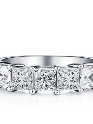 White Sapphire Half Eternity Wedding Band in Sterling Silver
