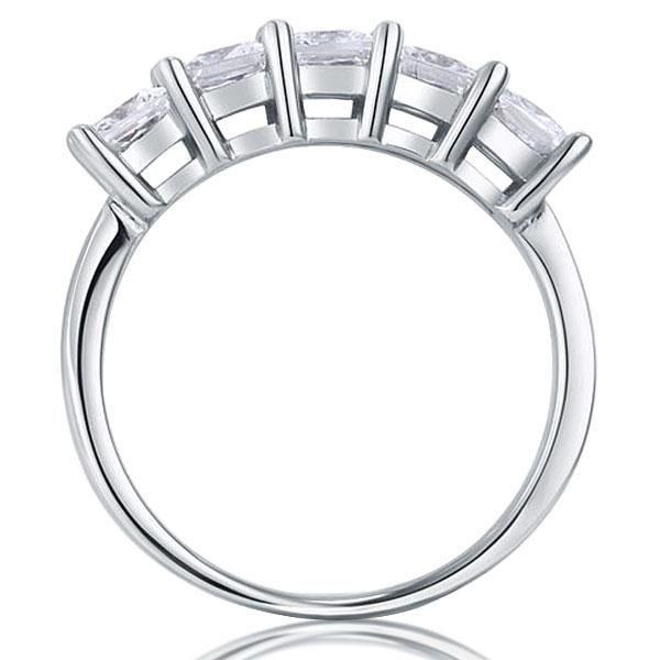 White Sapphire Half Eternity Wedding Band in Sterling Silver