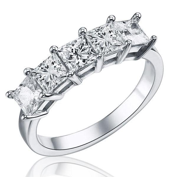 White Sapphire Half Eternity Wedding Band in Sterling Silver