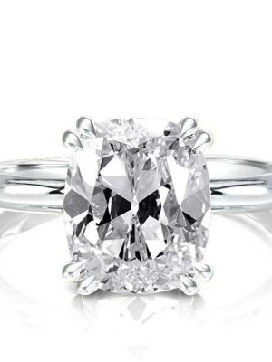 Cushion Cut White Sapphire Engagement Ring in Sterling Silver