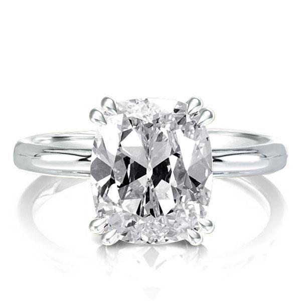 Cushion Cut White Sapphire Engagement Ring in Sterling Silver