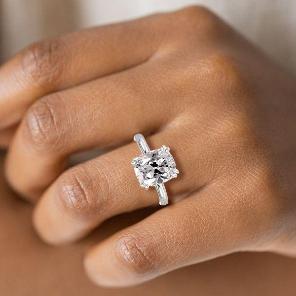 Cushion Cut White Sapphire Engagement Ring in Sterling Silver