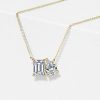 Toi Et Moi Pendant Necklace in 925 Sterling Silver with 1.75 CT TW Emerald and Pear Cut Stones