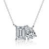 Toi Et Moi Pendant Necklace in 925 Sterling Silver with 1.75 CT TW Emerald and Pear Cut Stones