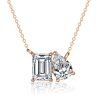 Toi Et Moi Pendant Necklace in 925 Sterling Silver with 1.75 CT TW Emerald and Pear Cut Stones