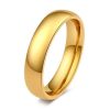Yellow Gold Titanium Steel Wedding Band for Men - Simple Glaze Design