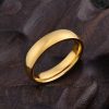 Yellow Gold Titanium Steel Wedding Band for Men - Simple Glaze Design