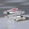 Pear Shaped White Sapphire & Pink Stone Spiral Ring - Sterling Silver
