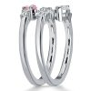 Pear Shaped White Sapphire & Pink Stone Spiral Ring - Sterling Silver