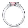 Pear Shaped White Sapphire & Pink Stone Spiral Ring - Sterling Silver