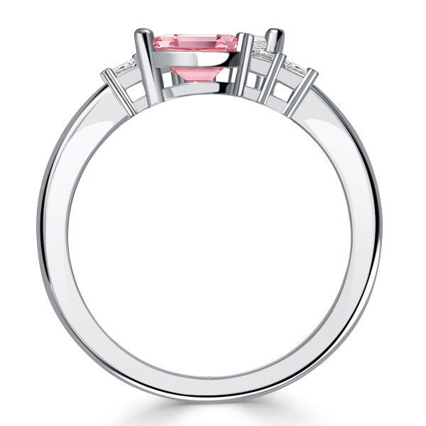 Pear Shaped White Sapphire & Pink Stone Spiral Ring - Sterling Silver