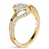 Oval Cut Engagement Ring for Women in 18K Gold Plated Sterling Silver with Half Bezel Setting