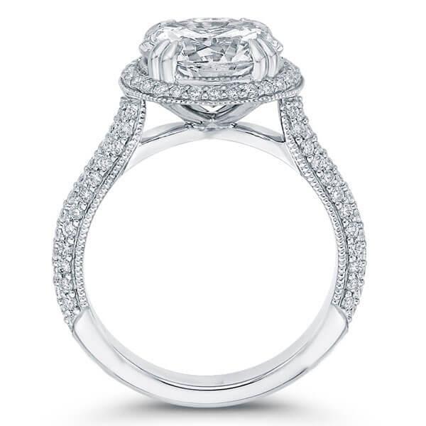 Elegant 3-Row Milgrain Halo White Sapphire Bridal Set - Sterling Silver