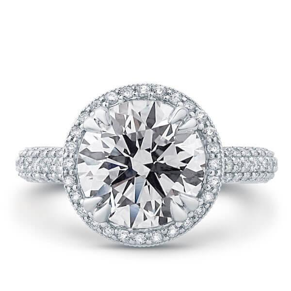 Elegant 3-Row Milgrain Halo White Sapphire Bridal Set - Sterling Silver