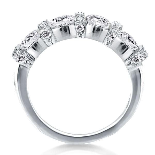 Four Stone Created White Sapphire Wedding Band in Rhodium Plated Sterling Silver