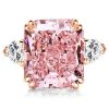 Radiant Cut Pink Engagement Ring - 18K Rose Gold Plated Sterling Silver